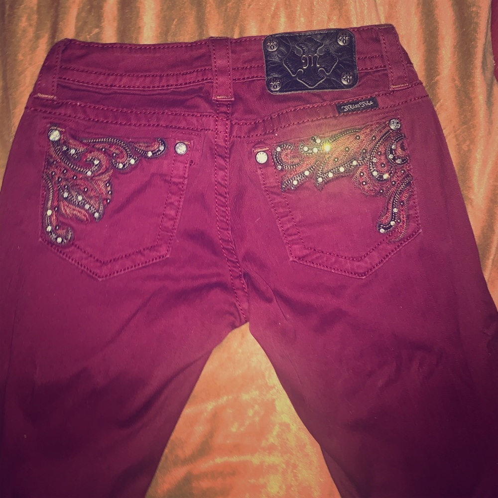 Burgundy Miss Me skinny jeans